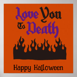Halloween Cute Funny Whimsical Black Flame Poster