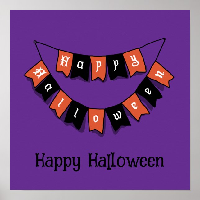 Halloween Cute Funny Whimsical Garland Poster (Framsidan)