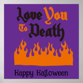 Halloween Cute Funny Whimsical Orange Flame Poster