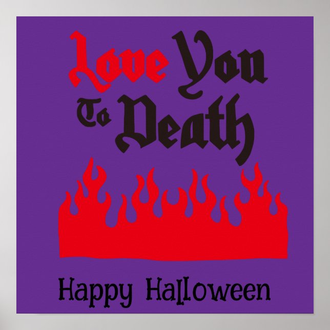 Halloween Cute Funny Whimsical Red Flame Poster (Framsidan)