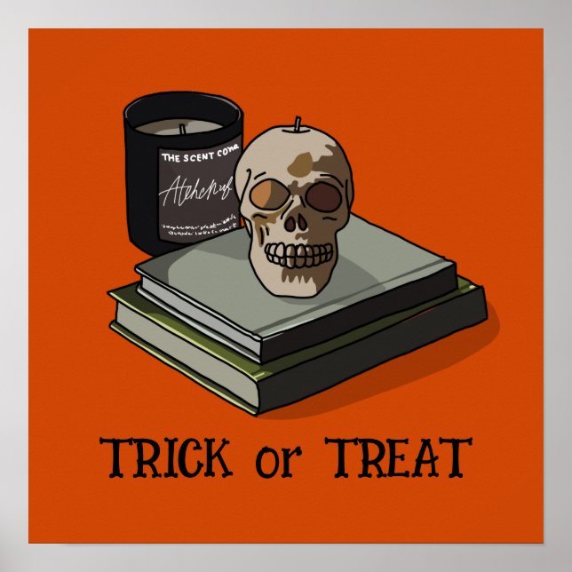 Halloween Cute Funny Whimsical Skull Poster (Framsidan)