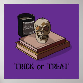 Halloween Cute Funny Whimsical Skull Poster