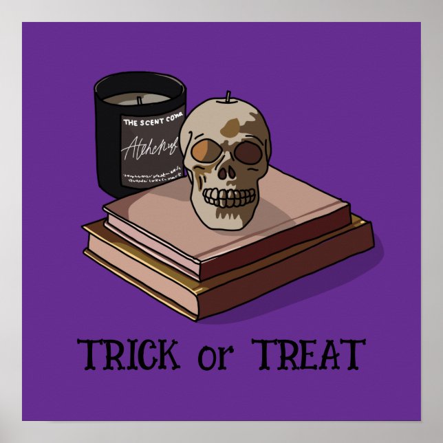 Halloween Cute Funny Whimsical Skull Poster (Framsidan)