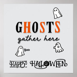 Halloween Cute Funny Whimsical Spöken Poster