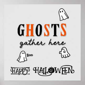 Halloween Cute Funny Whimsical Spöken Poster