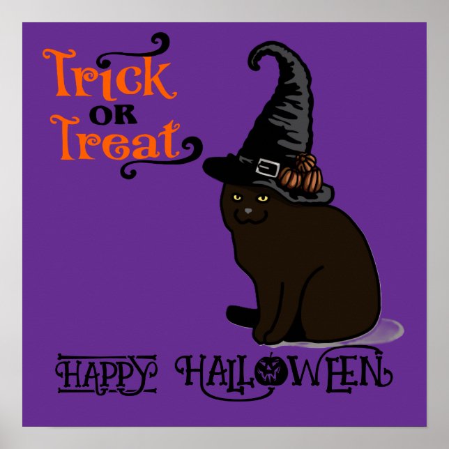 Halloween Cute Funny Whimsical Witch Lila Poster (Framsidan)