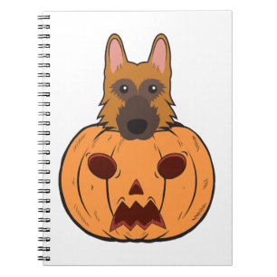 Halloween Cute German Shepherds stuck in en pumpki Anteckningsbok