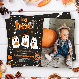 Halloween Cute Ghost 1:a Birthday Spooktacular Inbjudningar