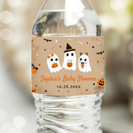 Halloween Cute Ghost Baby Shower Vattenflaskor Etikett