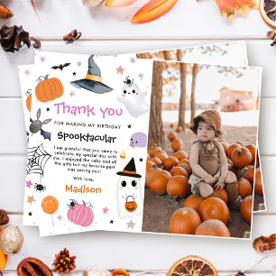 Halloween Cute Ghost Birthday Photo Tack Kort