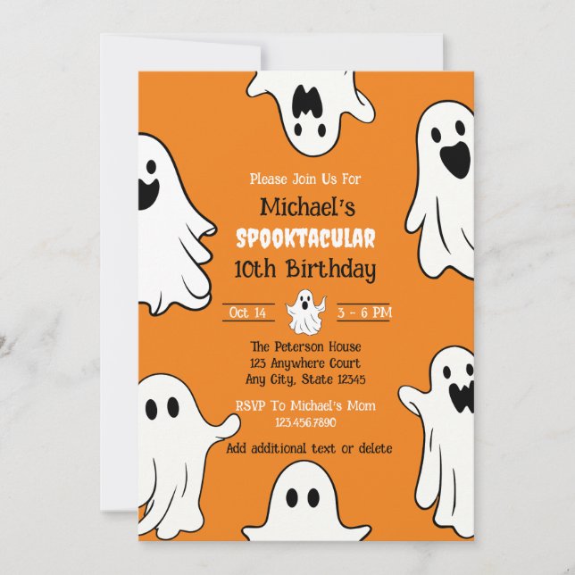Halloween Cute Ghost Birthday Spooktacular Inbjudningar (Framsida)