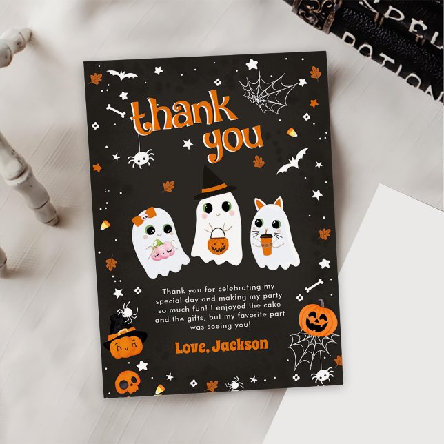 Halloween Cute Ghost Birthday Spooktacular Tack Kort (Skapare uppladdad)