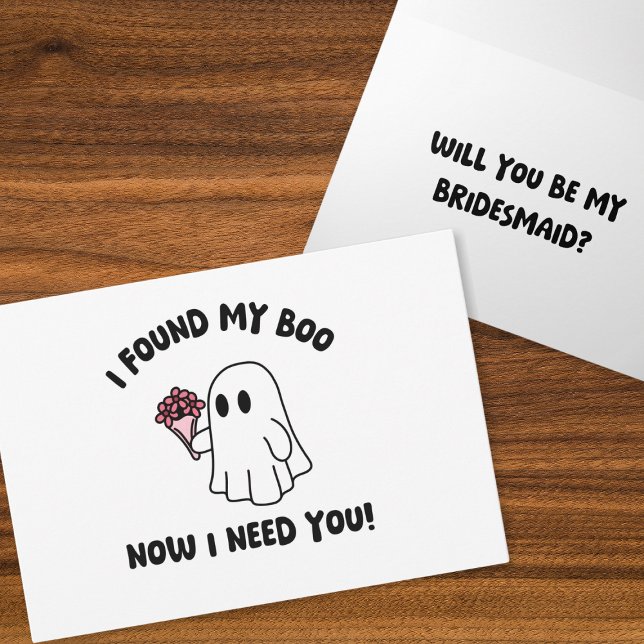 Halloween Cute Ghost Boo Funny Bridesmaid Frieri Kort (Halloween bridesmaid proposal card featuring a cute ghost design—perfect for your spooky wedding!)