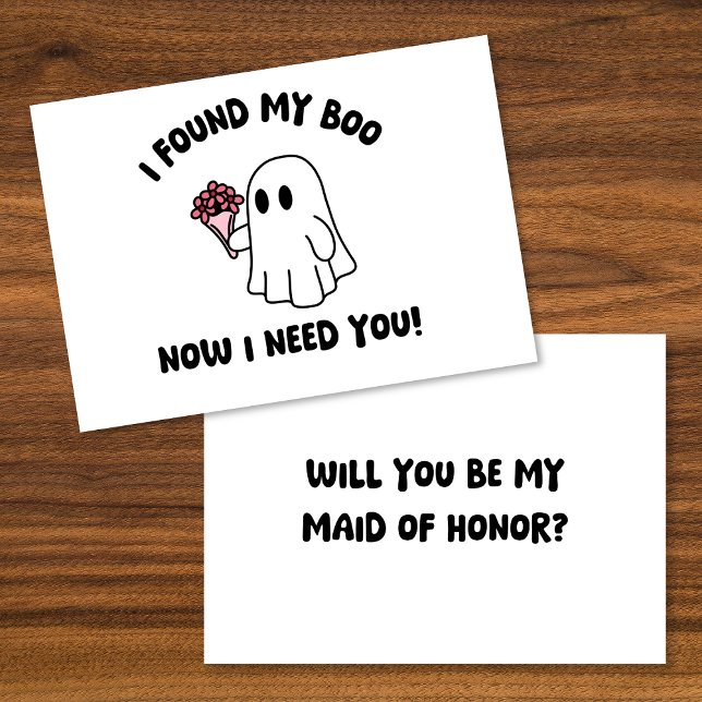 Halloween Cute Ghost Boo Maid of honor Frieri Kort (Pop the question with this cute ghost-themed Maid of Honor proposal card for Halloween lovers!)
