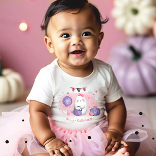 Halloween Cute Ghost Boo Rosa Lila Girl Girl Namn T Shirt