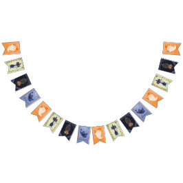 Halloween Cute Ghost, Cat, Fladdermus och Raven Vimplar