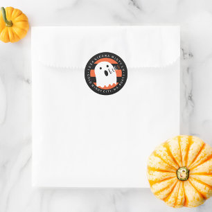 Halloween Cute Ghost Circle Return-adressetikett Runt Klistermärke