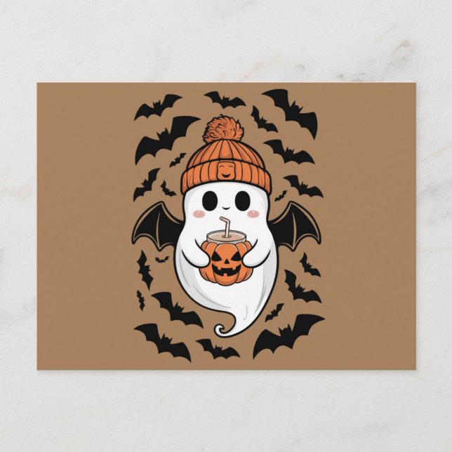 Halloween Cute Ghost Fall Spooky Season Gift Vykort (Framsida)