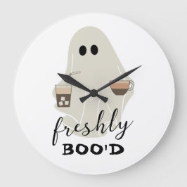 Halloween Cute Ghost | Freshly Boo'd Coffee Älskar Stor Klocka