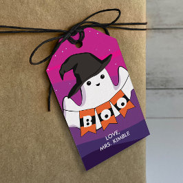 Halloween Cute Ghost Gift-Märkre (fram och bak) Presentetikett