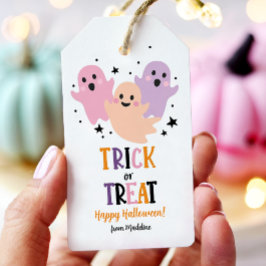 Halloween Cute Ghost Girl Birthday Bus eller godis Presentetikett