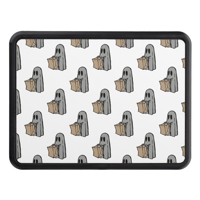 Halloween, Cute Ghost Grått, Bus eller godis, Boo Dragkroksskydd (Framsidan)