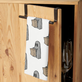 Halloween, Cute Ghost Grått, Bus eller godis, Boo Kökshandduk