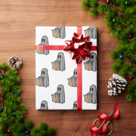 Halloween, Cute Ghost Grått, Bus eller godis, Boo Presentpapper