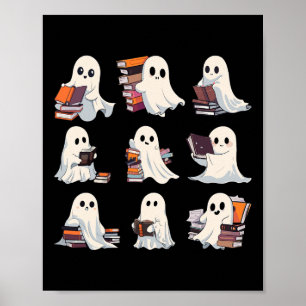 Halloween Cute Ghost läser mer Bokar Spooky Boo Te Poster