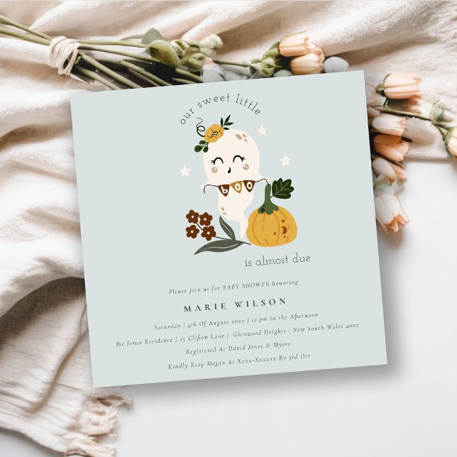 Halloween Cute Ghost Little Boo Baby Shower Inbjud Tack Kort (Skapare uppladdad)