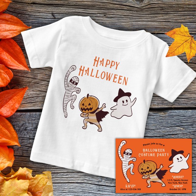Halloween Cute Ghost, mamma, Pumpkin Monster T Shirt (Kids not so scary halloween t-shirt for trick or treating. cute ghost, pumpkin monster, mummy. )