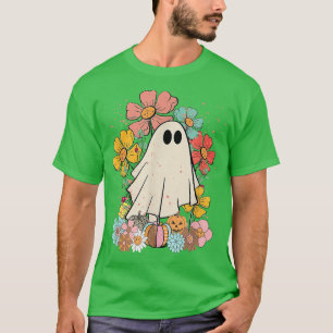 Halloween Cute Ghost med vacker Garden 374 T Shirt