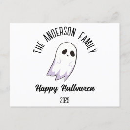 Halloween Cute Ghost Personlig Namn år Helg Vykort