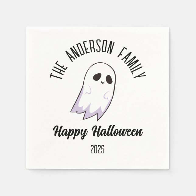 Halloween Cute Ghost Personlig Namn år Pappersservett (Framsidan)