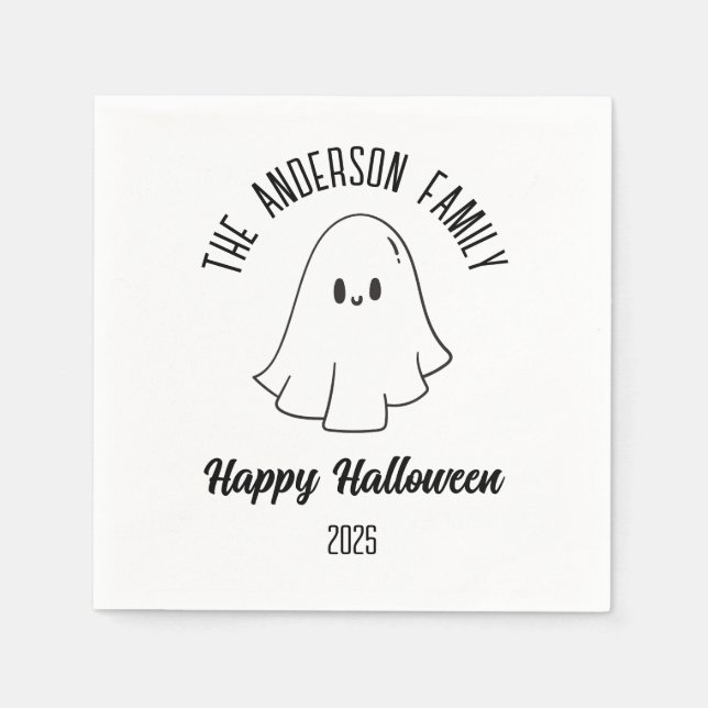 Halloween Cute Ghost Personlig Namn år Pappersservett (Framsidan)