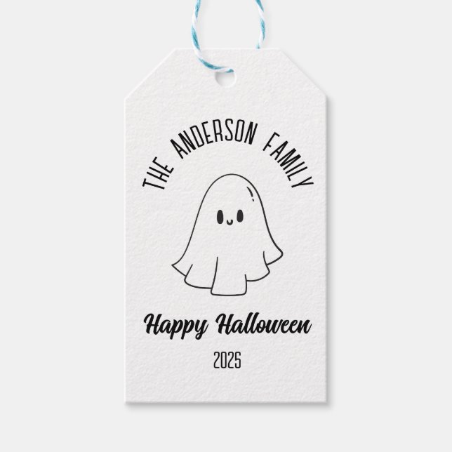 Halloween Cute Ghost Personlig Namn år Presentetikett (Framsidan)