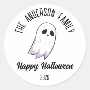 Halloween Cute Ghost Personlig Namn år Runt Klistermärke