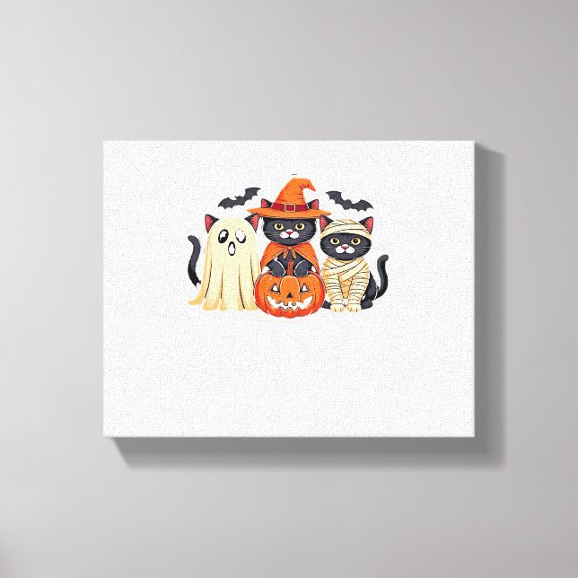 Halloween Cute Ghost Pumpkin Classic T-Shirt_1 Canvastryck (Framsida)