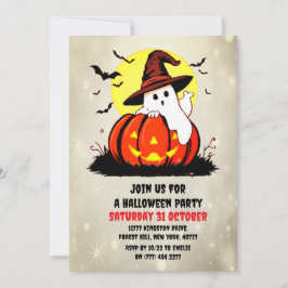 Halloween Cute Ghost Pumpkin Party-inbjudan Inbjudningar