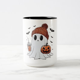 Halloween Cute Ghost Shirt Fall Pumpkin Coffee Lov Två-Tonad Mugg