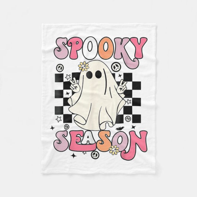 Halloween Cute Ghost Spooky Season Fleecefilt (Framsidan)
