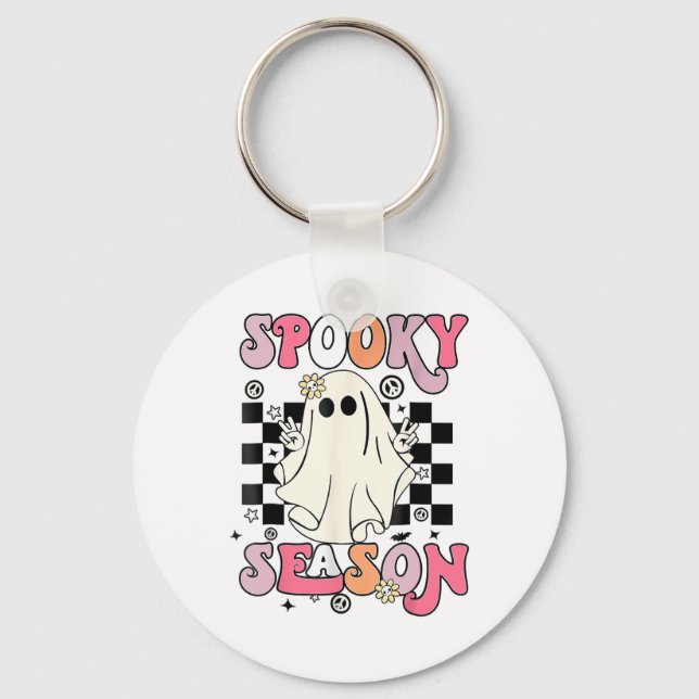 Halloween Cute Ghost Spooky Season Nyckelring (Framsida)