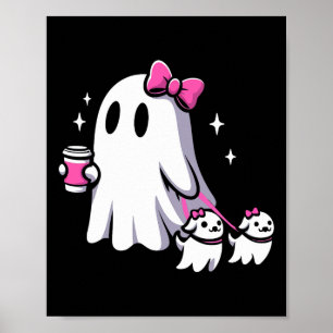 Halloween Cute Ghost Walking Hund Spooky Rosa Coqu Poster