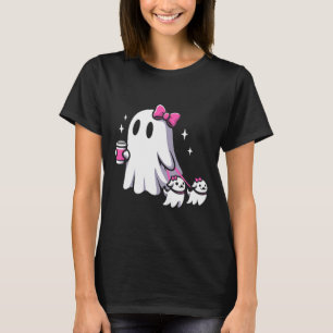 Halloween Cute Ghost Walking Hund Spooky Rosa Coqu T Shirt
