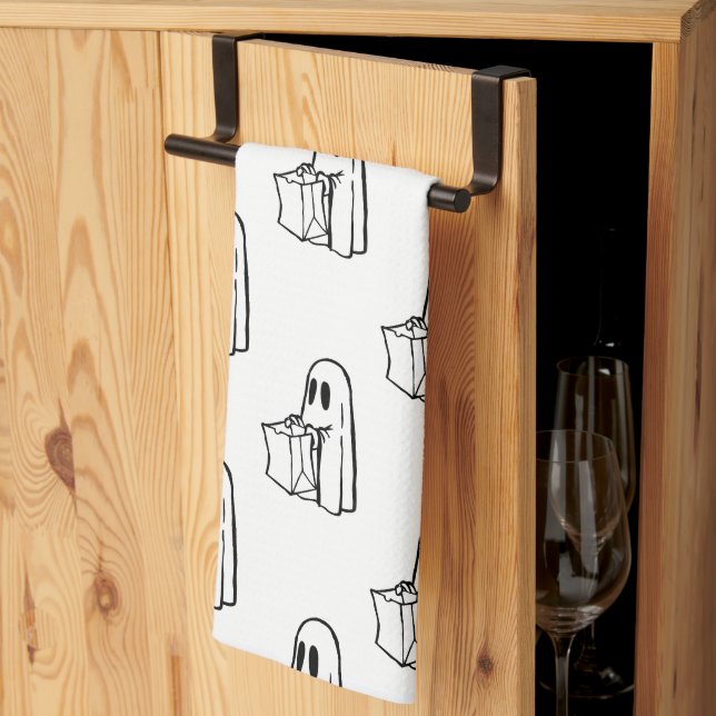 Halloween, Cute Ghost White, Bus eller godis, Boo Kökshandduk (Thirds Fold)