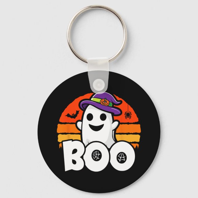 Halloween - Cute Ghost Witch - Boo - FUNNY HallSKO Nyckelring (Framsida)