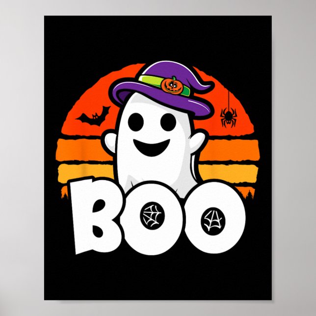 Halloween - Cute Ghost Witch - Boo - FUNNY HallSKO Poster (Framsidan)