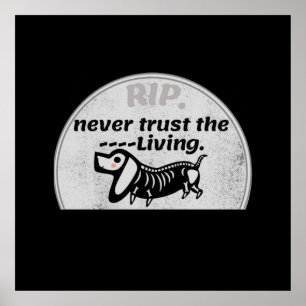 Halloween Cute Graveyard Skeleton Hund Citat Poster