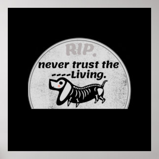 Halloween Cute Graveyard Skeleton Hund Citat Poster