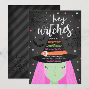 Halloween Cute Hej Witches Halloween Tea Party Inbjudningar